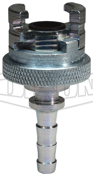 Dual-Lock™ P-Series Thor Interchange Hose Barb Coupler with Knurled Flanged Sleeve